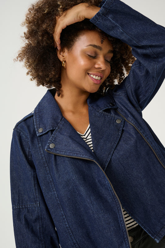CULTURE BINK ROSELLE JACKET IN DARK BLUE WASH