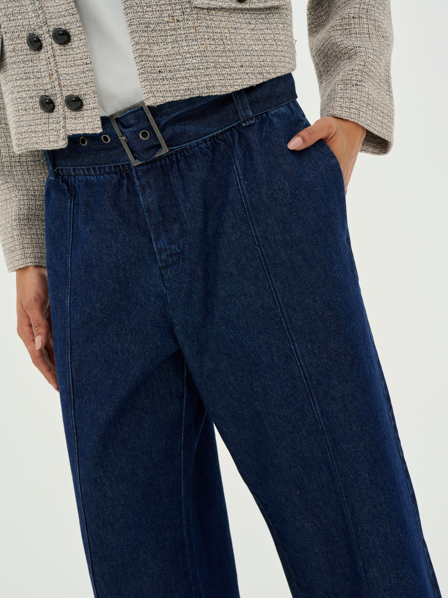 CULTURE BINK ROSELLE CROPPED PANTS IN DARK BLUE WASH