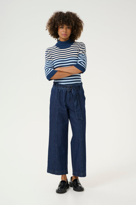 CULTURE BINK ROSELLE CROPPED PANTS IN DARK BLUE WASH
