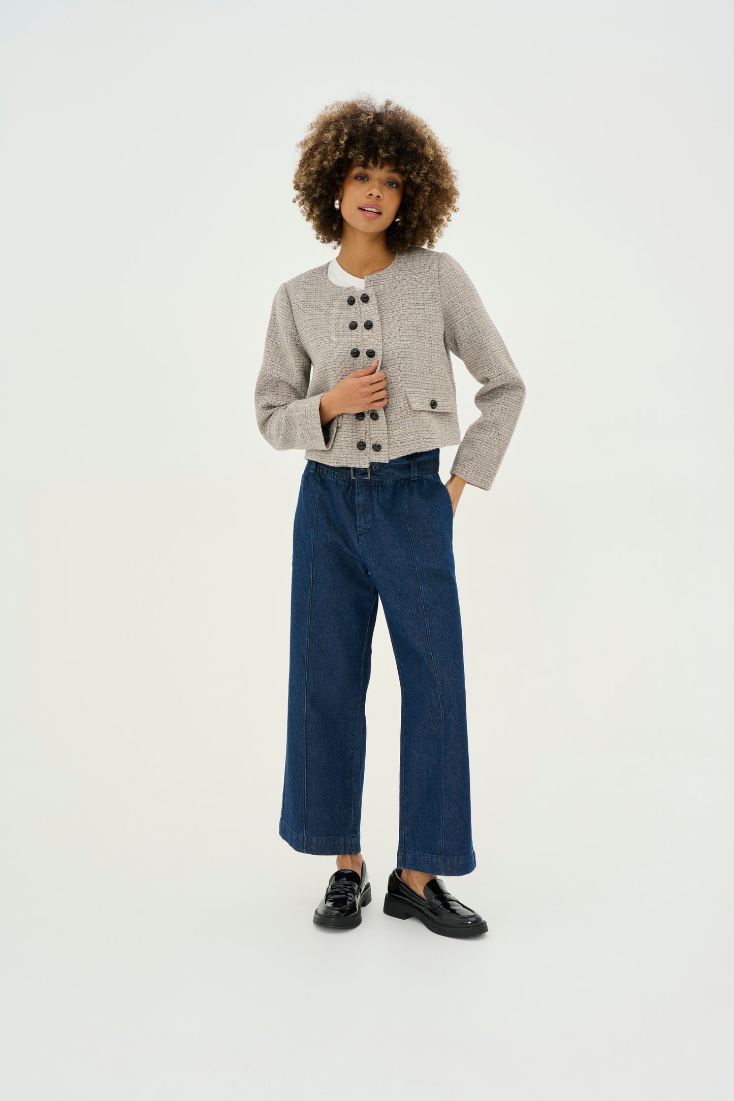 CULTURE BINK ROSELLE CROPPED PANTS IN DARK BLUE WASH