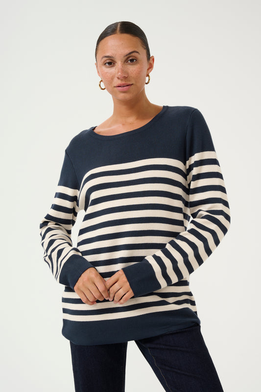 CULTURE AIO ANNEMARIE PULLOVER IN DRESS BLUES AND WHITE