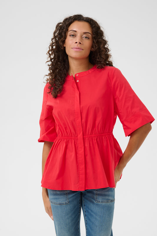 CULTURE ZETA ANTOINETT SHORT SLEEVE SHIRT IN FIERY RED