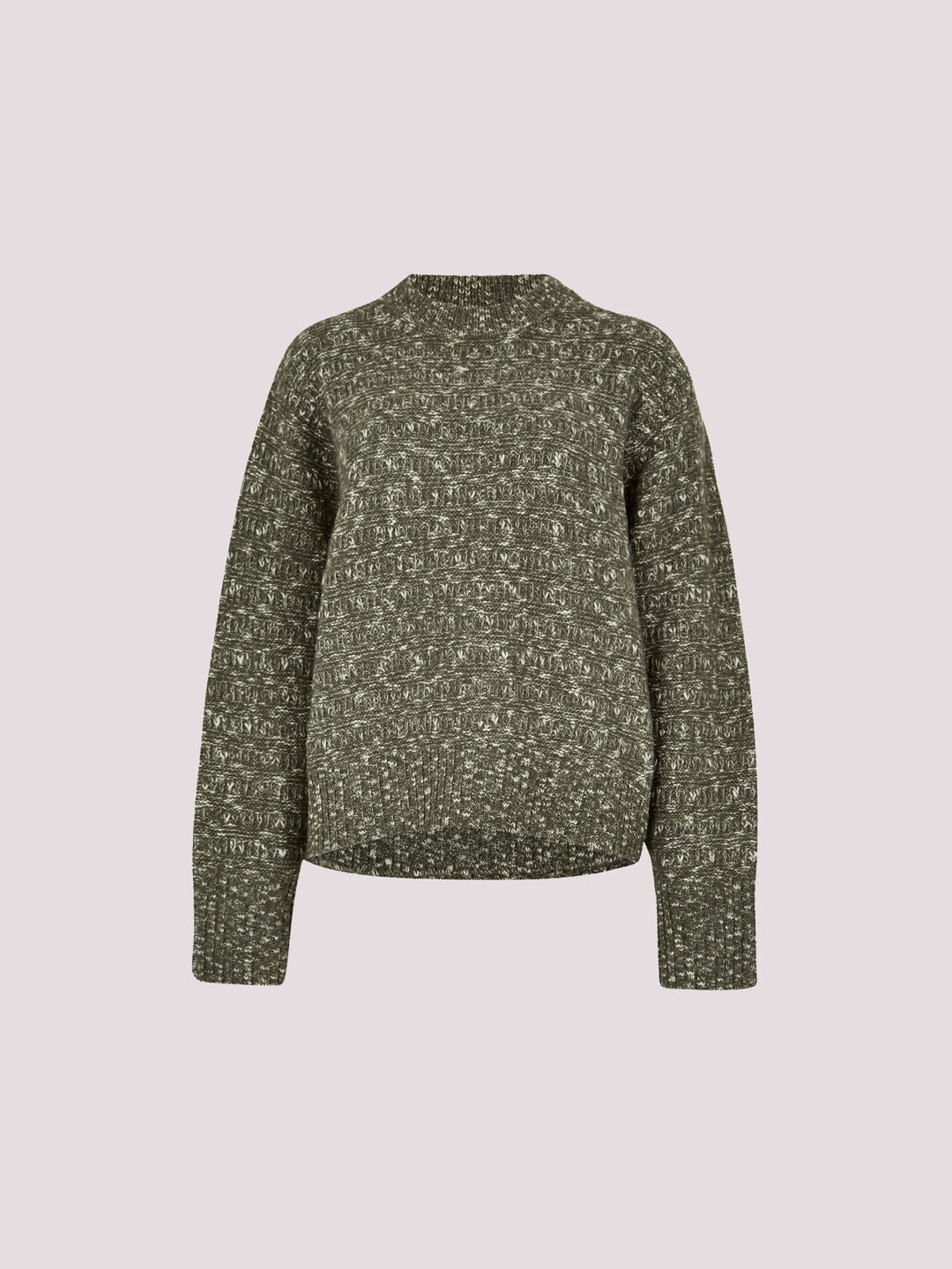 APRICOT FLECKED KNIT CHUNKY SWEATER IN KHAKI