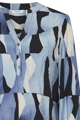 B.YOUNG DUSTY BLUE ABSTRACT MIX BLOUSE