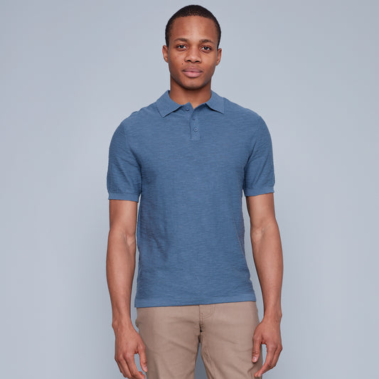 HEDGE KNIT POLO IN DARK HORIZON