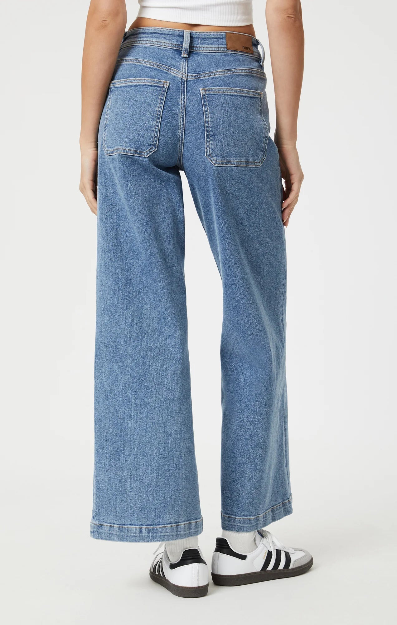 MAVI PALOMA MARINE WIDE LEG JEAN IN MID BRUSHED FLEX BLUE