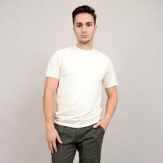 HEDGE MEN'S KNIT SHORT SLEEVED T-SHIRT IN IVORY