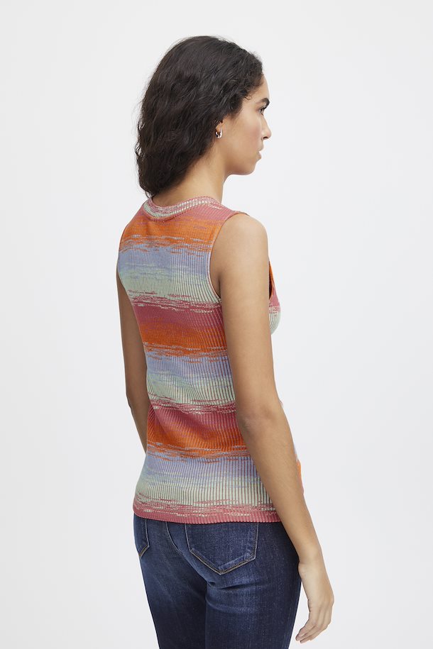 ICHI ODELA TOP IN MULTI COLOUR FADING STRIPE