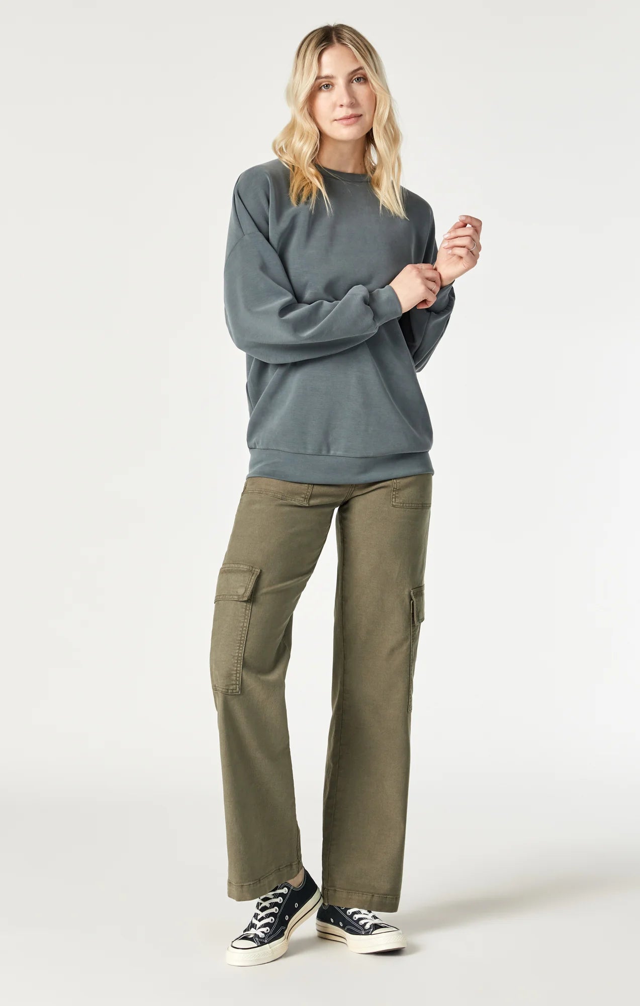 MAVI ALVA STRAIGHT LEG CARGO PANTS IN CAPERS LUXE TWILL