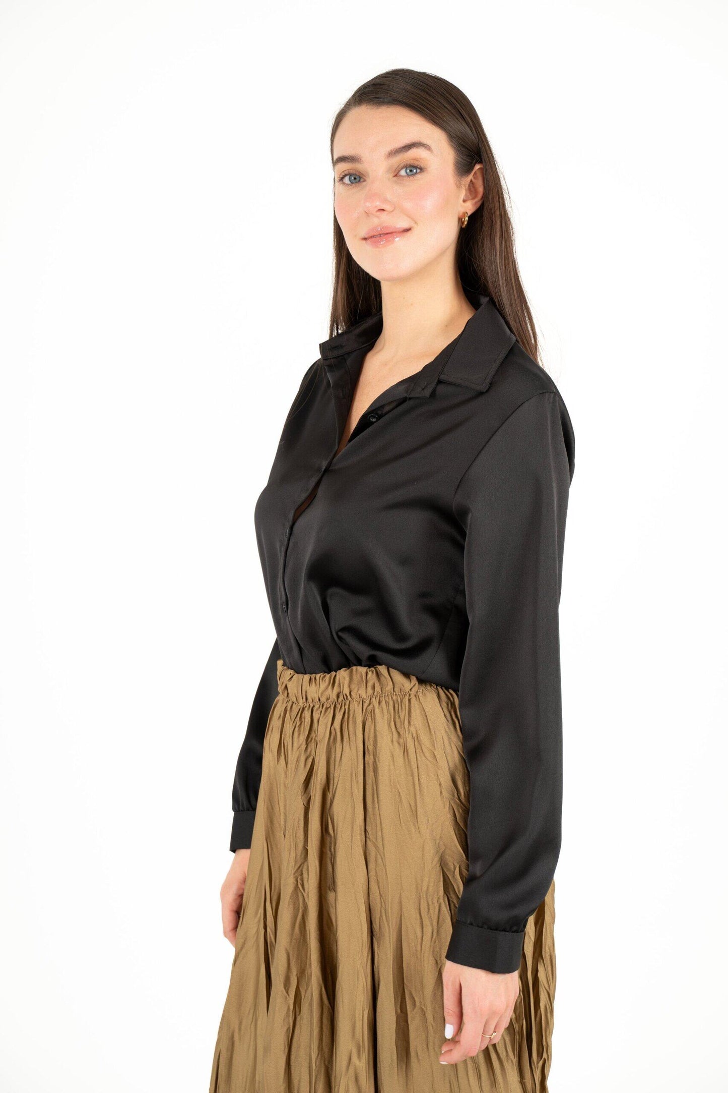 M MADE IN ITALY BLACK WOVEN BLOUSE