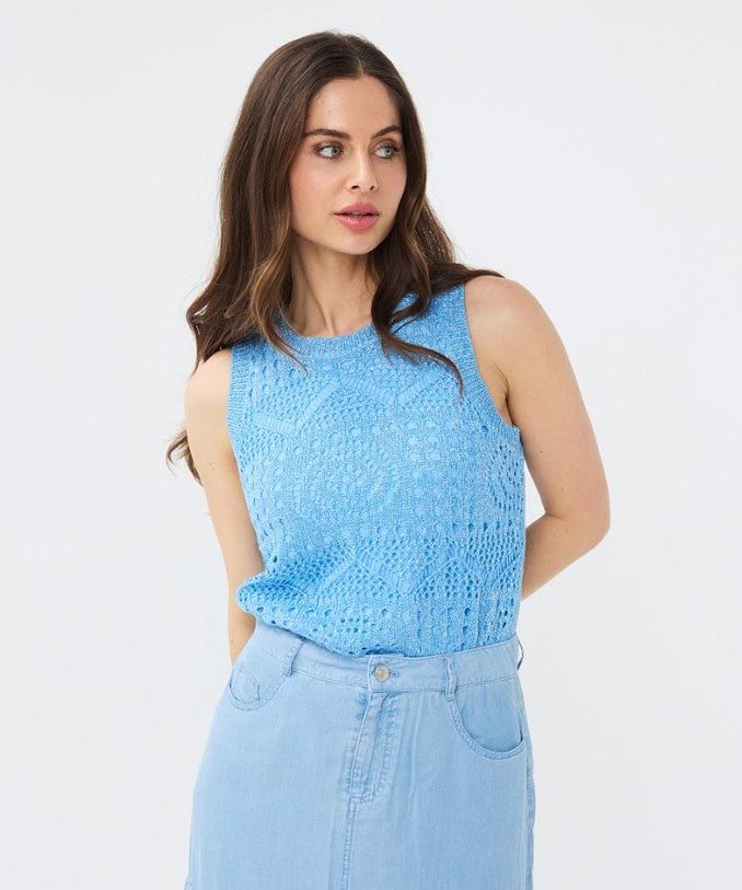 ESQUALO BLUE KNIT TOP