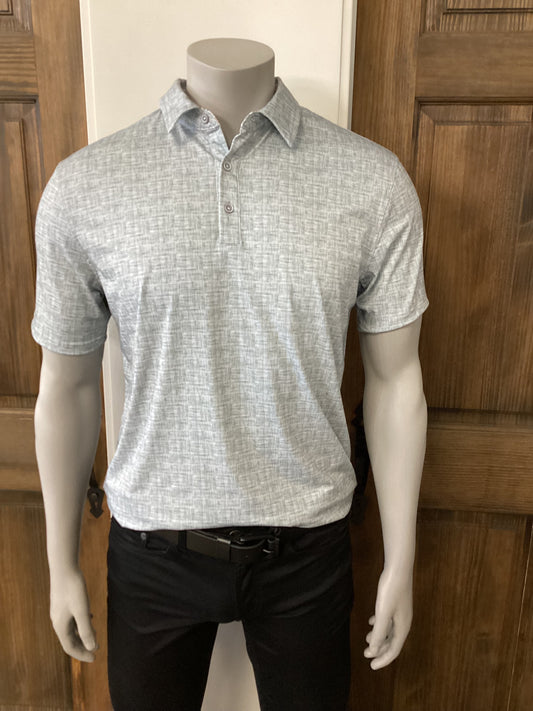 POINT ZERO MENS KNIT FLEX FOUR WAY JERSEY ALL OVER PRINT IN WHITE
