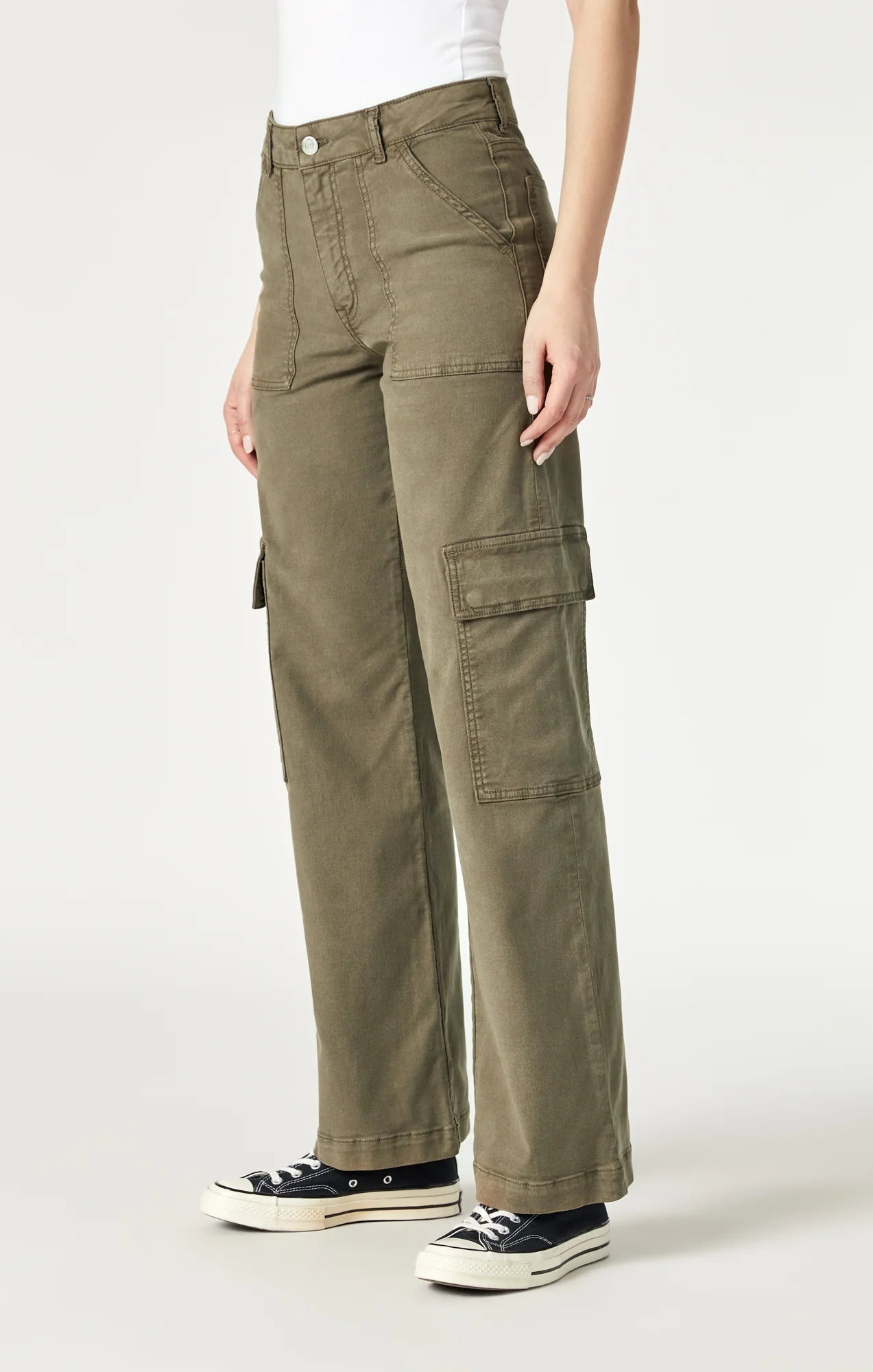 MAVI ALVA STRAIGHT LEG CARGO PANTS IN CAPERS LUXE TWILL