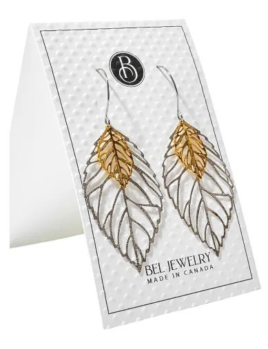 BEL JEWLERY MIX METALS FEATHER STATEMENT EARRINGS