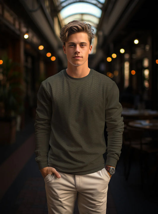 POINT ZERO CASHMERE LIKE FINE GAUGE POLO SWEATER IN PINE MIX