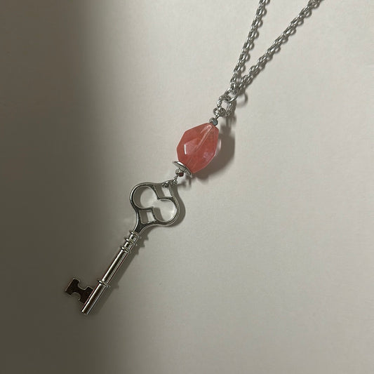 BEL Jewelry Coral Cove Cherry Quartz Key Necklace