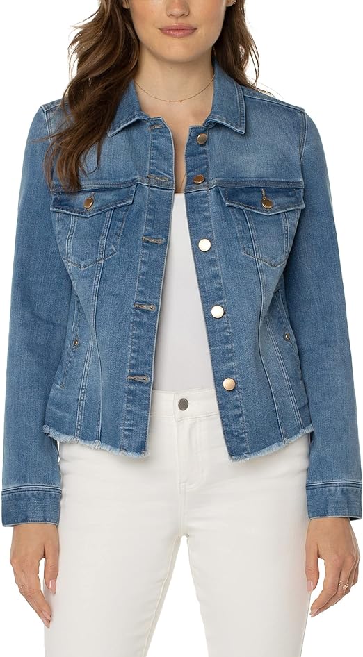 LIVERPOOL CLASSIC JEAN JACKET WITH FRAY HEM
