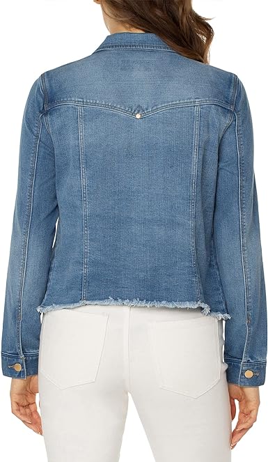 LIVERPOOL CLASSIC JEAN JACKET WITH FRAY HEM