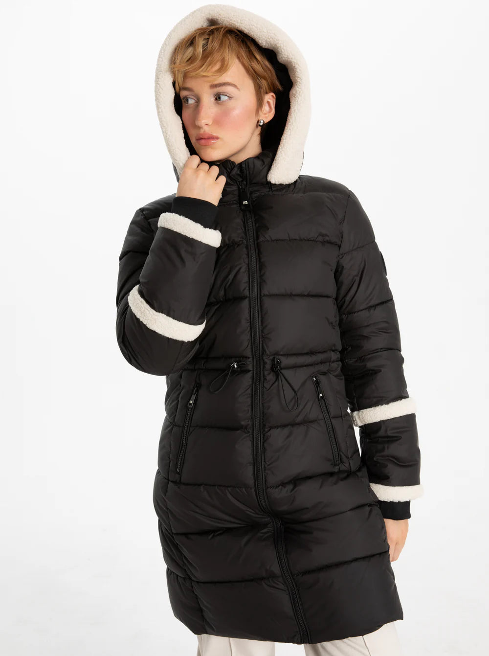 POINT ZERO BLACK OKSANNA LONG PARKA WITH SHERPA ACCENTS