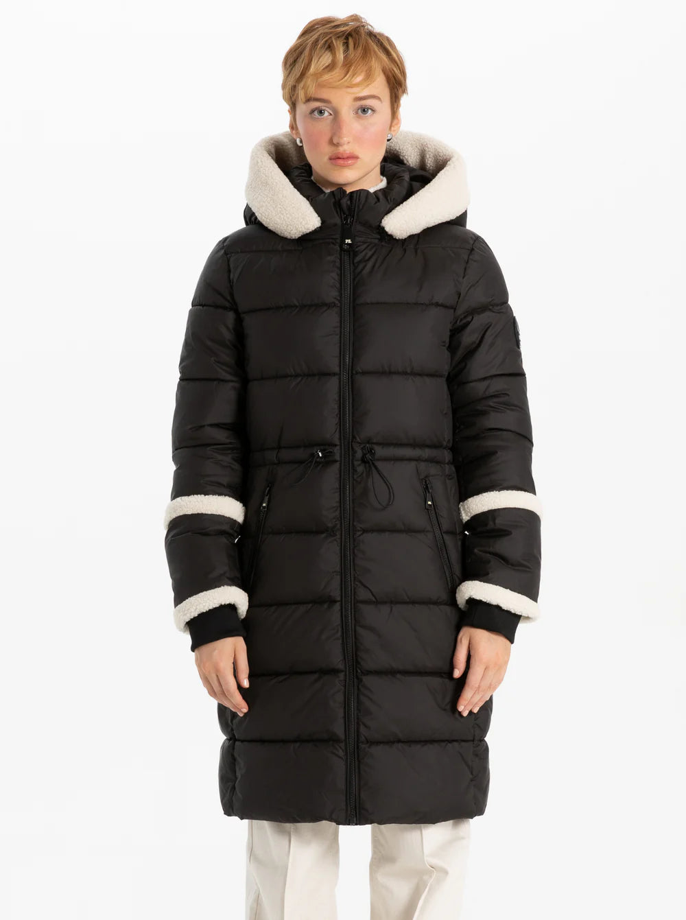 POINT ZERO BLACK OKSANNA LONG PARKA WITH SHERPA ACCENTS