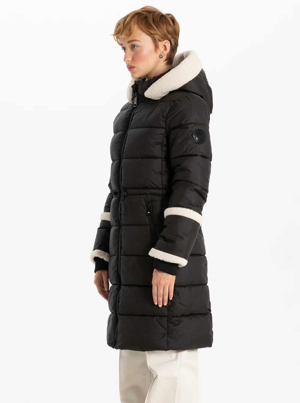 POINT ZERO BLACK OKSANNA LONG PARKA WITH SHERPA ACCENTS