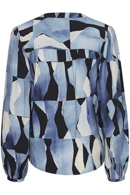 B.YOUNG DUSTY BLUE ABSTRACT MIX BLOUSE