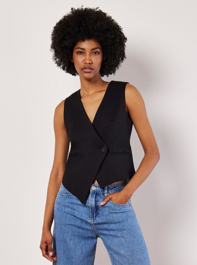 APRICOT BLACK TAILORED ASYMMETRIC VEST