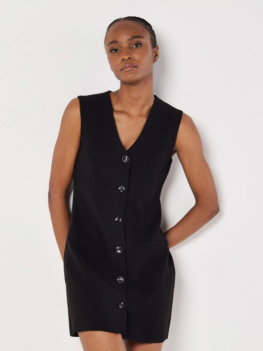 APRICOT BLACK TAILORED WAISTCOAT MINI DRESS