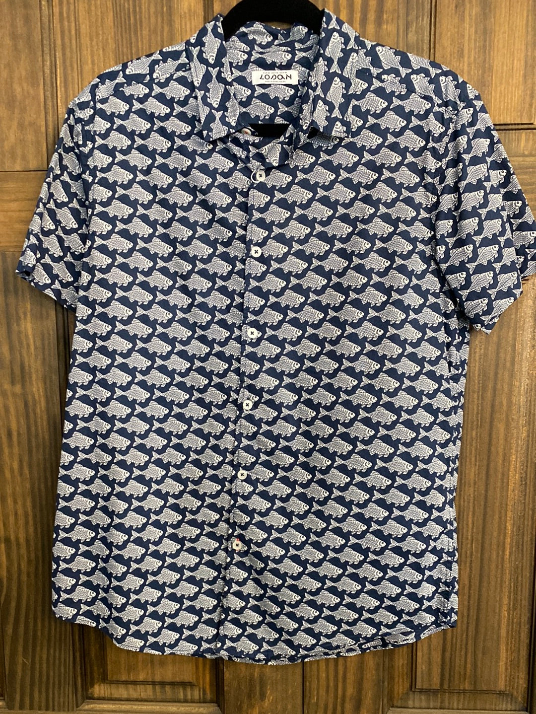 LOSAN BLUE DESIGNED WITH FISH SHORT SLEEVE POLO