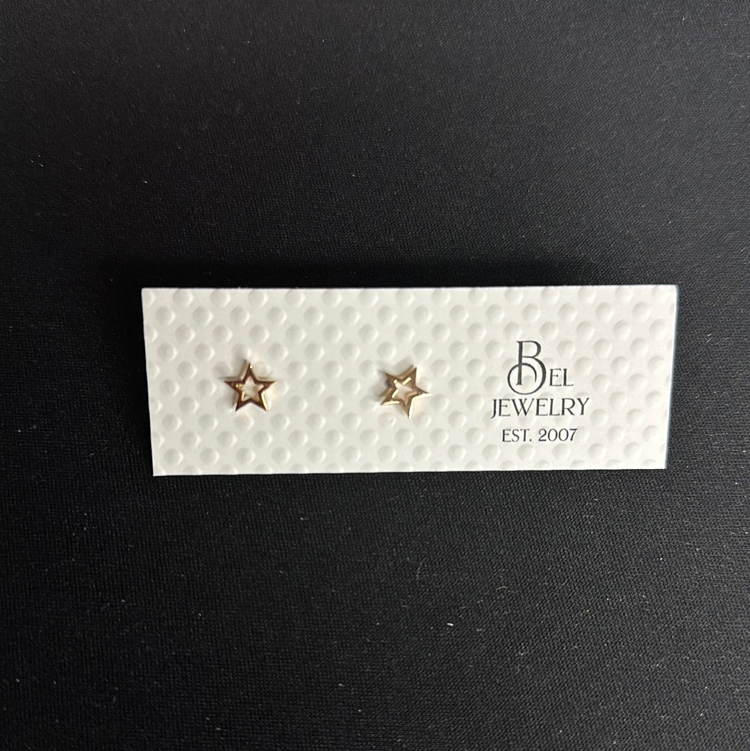 BEL JEWLERY STAINLESS STEEL HALLOW STAR STUD EARRINGS