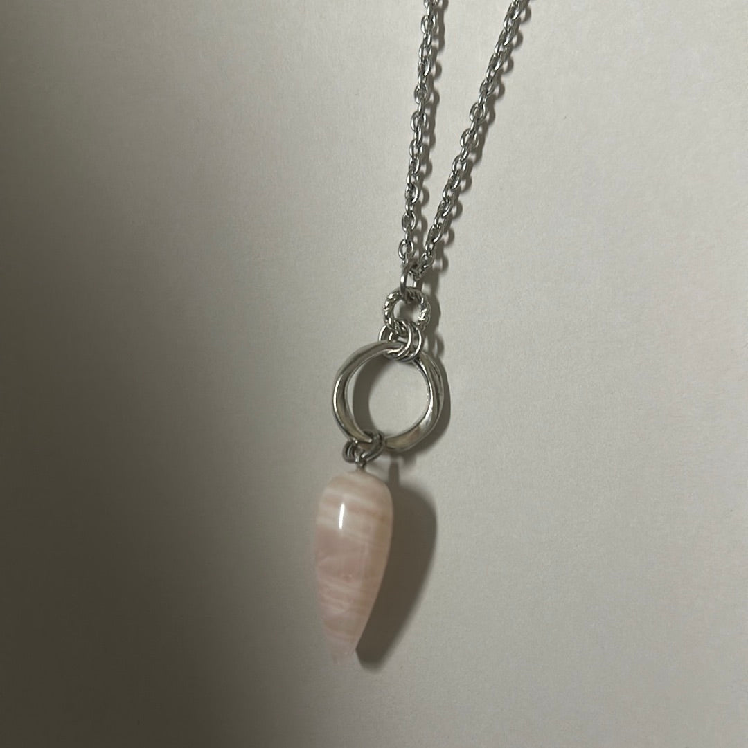 BEL Jewelry Coral Cove Rose Quartz Teardrop Necklace