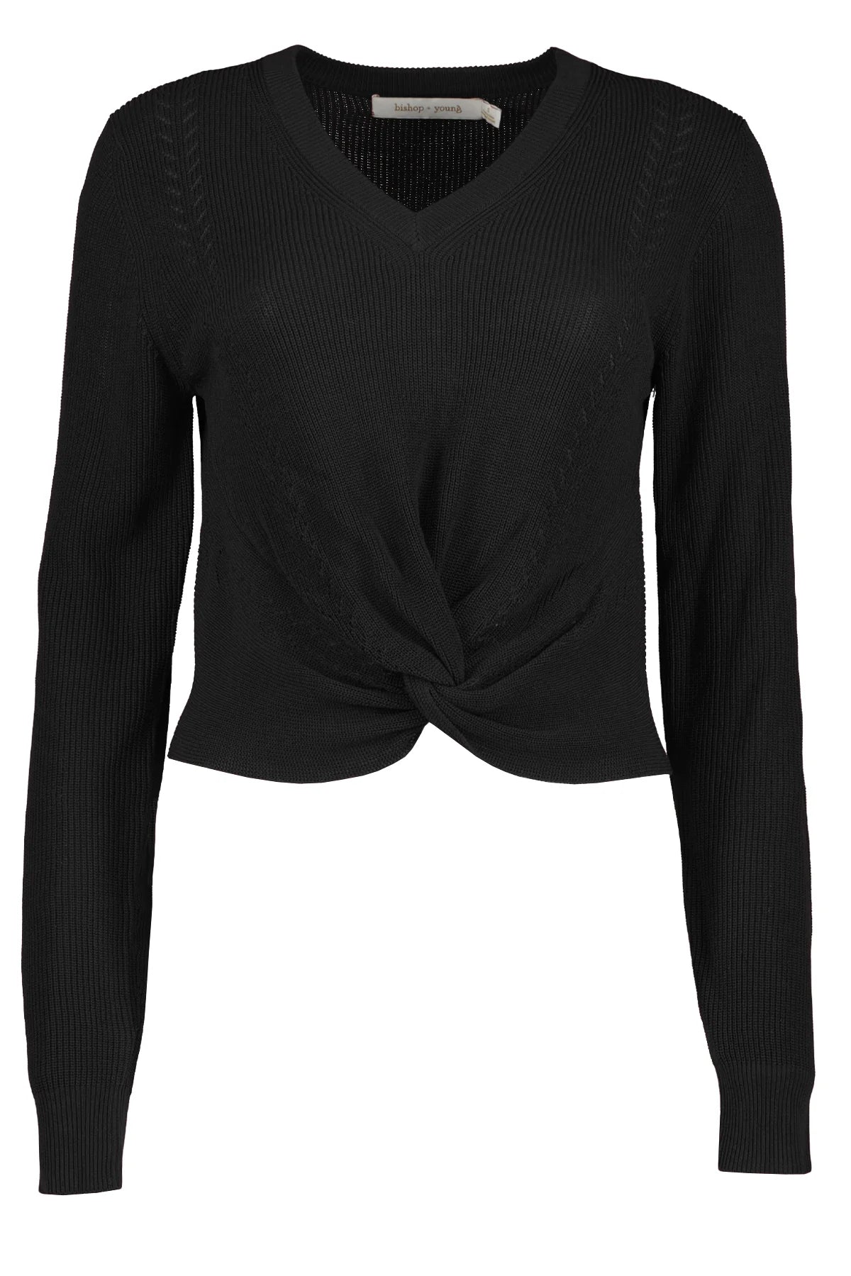 BISHOP & YOUNG BLACK TWIST FRONT SWEATER