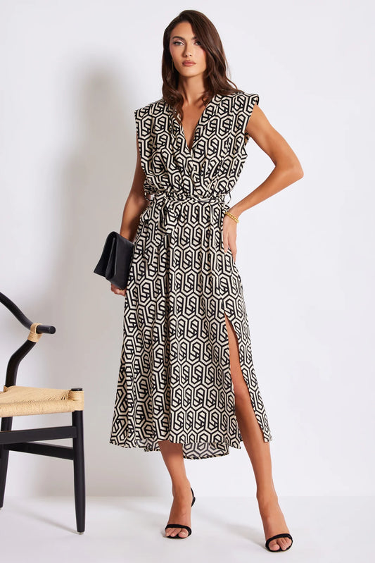 BISHOP & YOUNG GEO PRINT WRAP DRESS