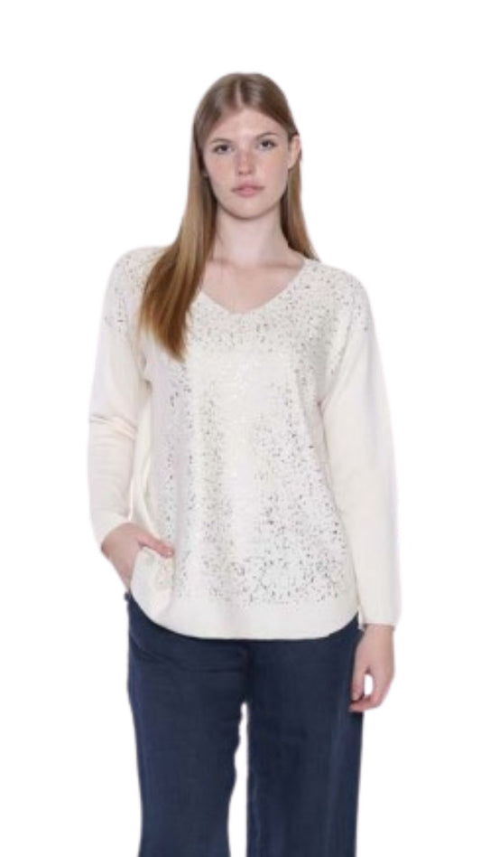 SORELLA CREAM TOP WITH GOLD DESIGN