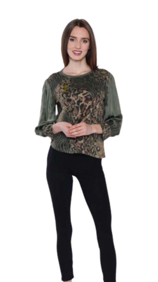 SORELLA OLIVE PRINT TOP