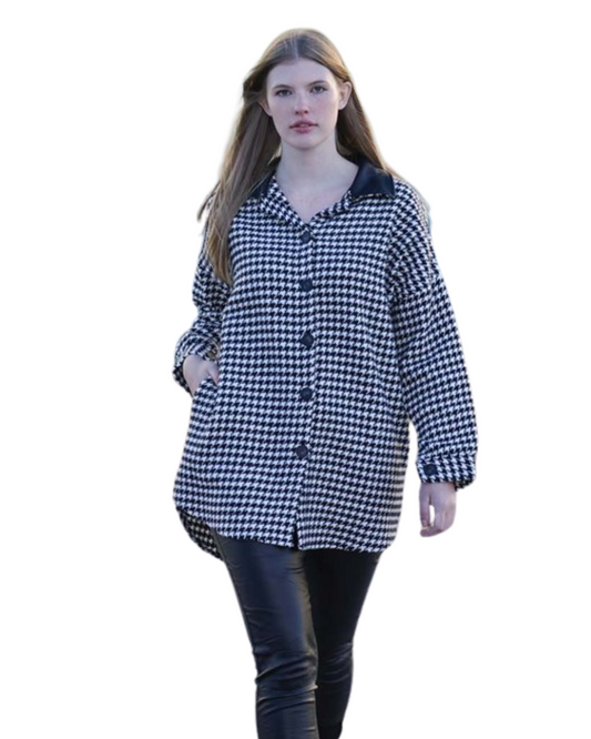 SORELLA BLACK & WHITE HOUNDSTOOTH OVERCOAT
