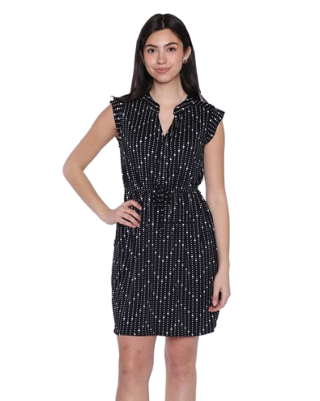 PAPA FASHIONS BLACK POLKA DOT PATTERN DRESS