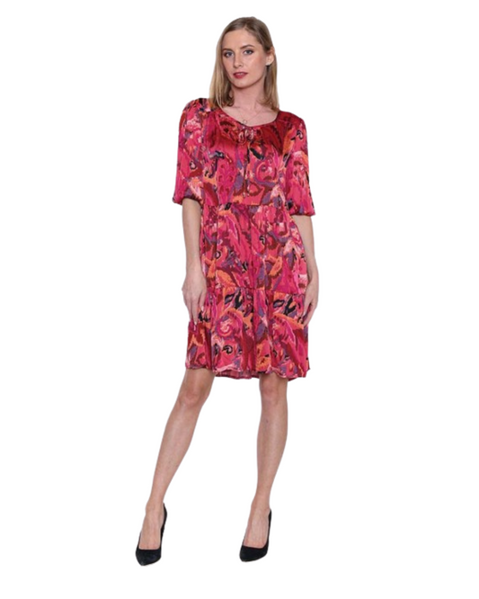 PAPA FASHIONS FUCHSIA PATTERN DRESS