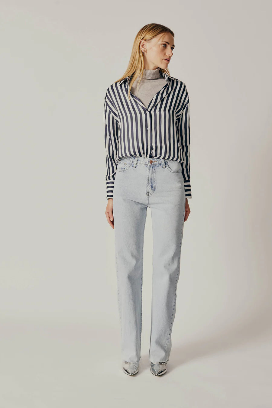 DELUC LAMIUM STRIPED NAVY & WHITE SHIRT