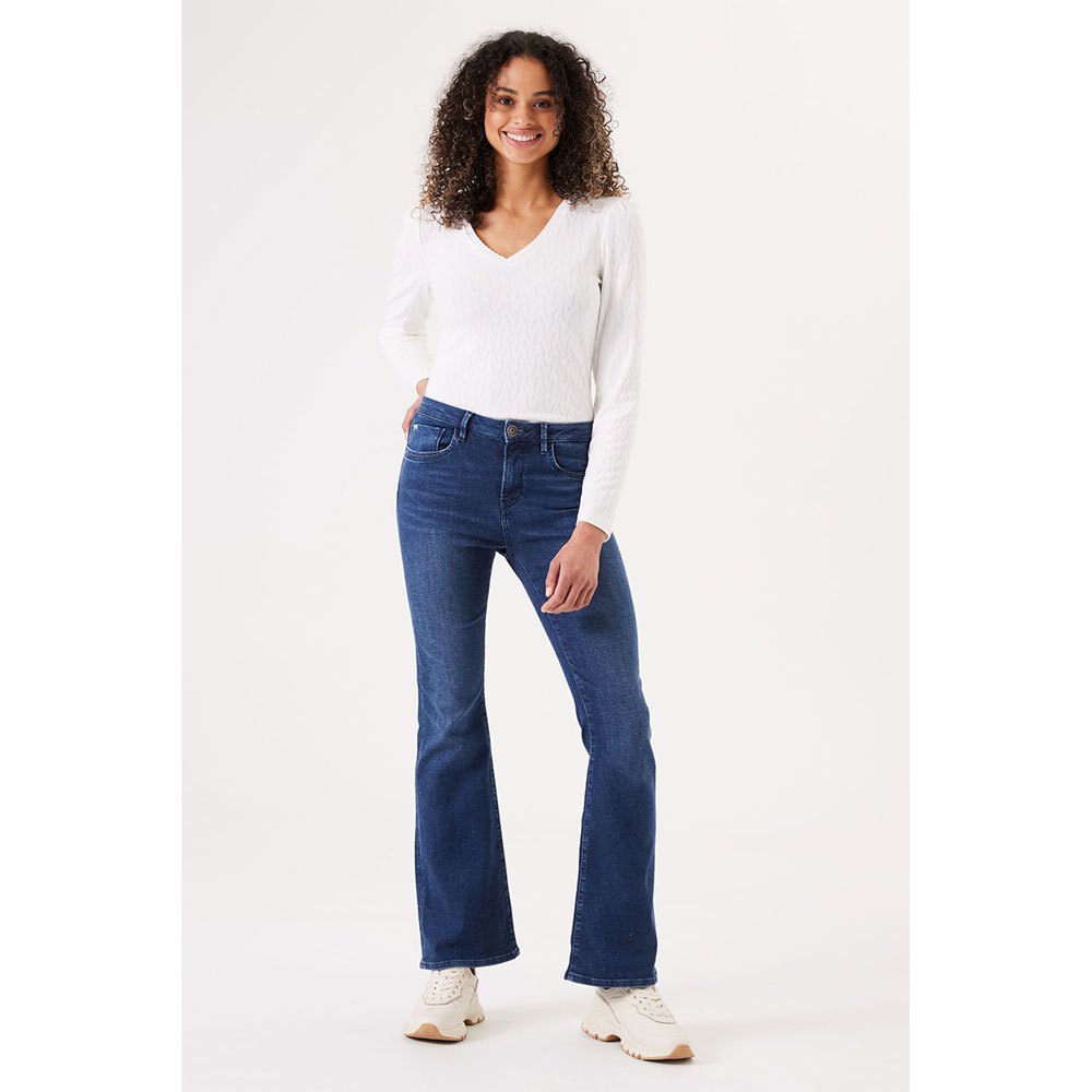 GARCIA WHITE LONG SLEEVE V-NECK TOP