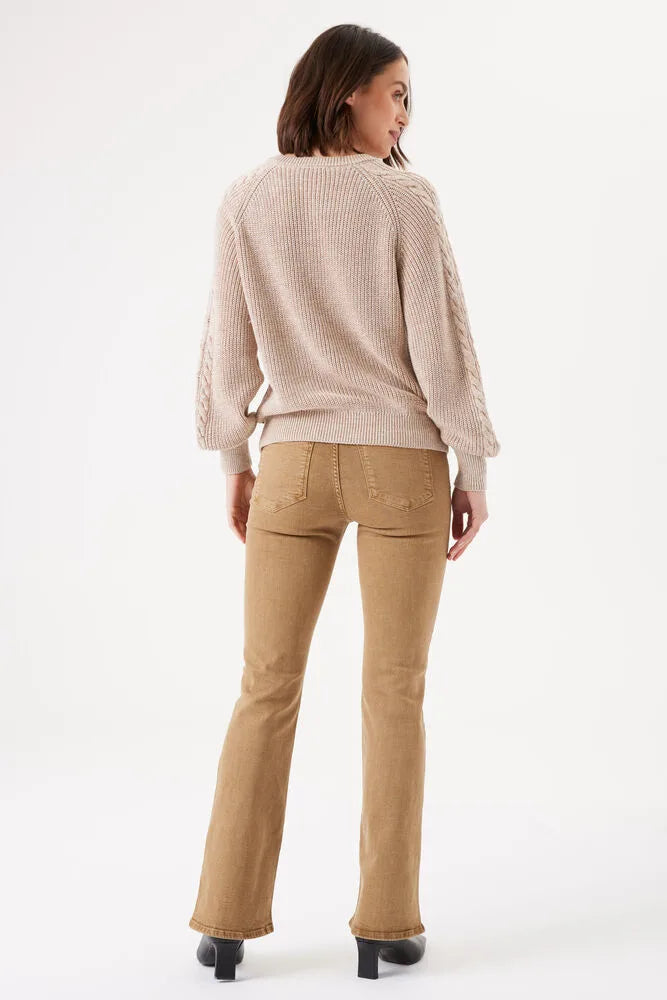 GARCIA BEIGE SWEATER WITH KNITTED PATTERN AND BUTTON DETAIL