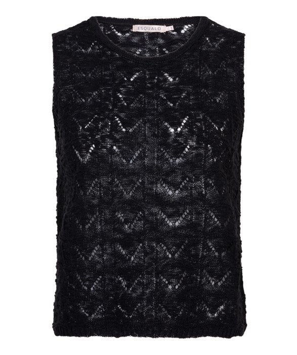 ESQUALO FANCY KNIT SLEEVELESS TOP IN BLACK