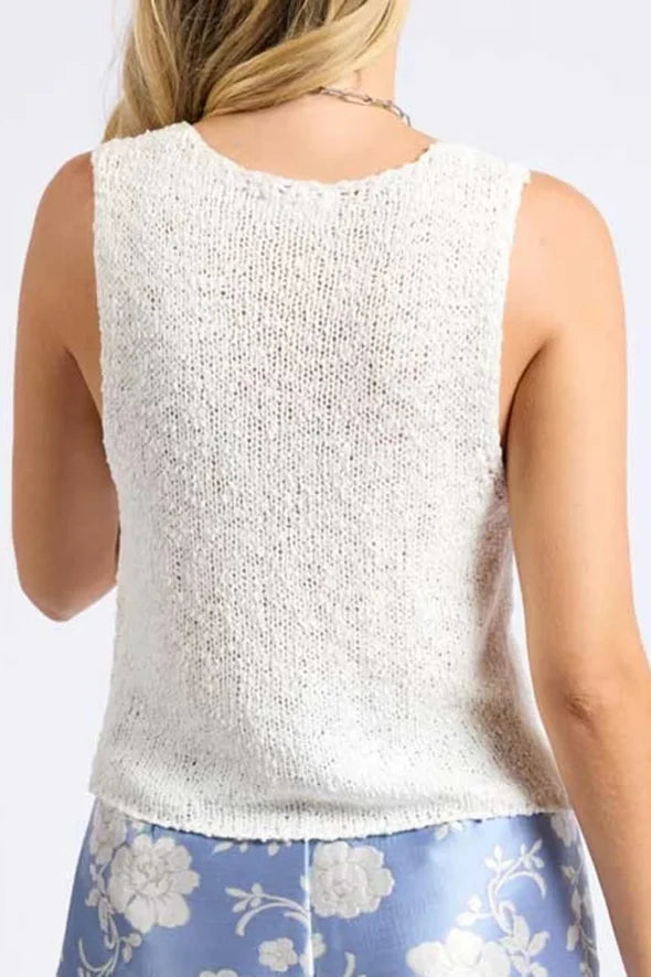 SAGE THE LABEL TRAVEL SLOW KNIT SWEATER VEST IN WHITE