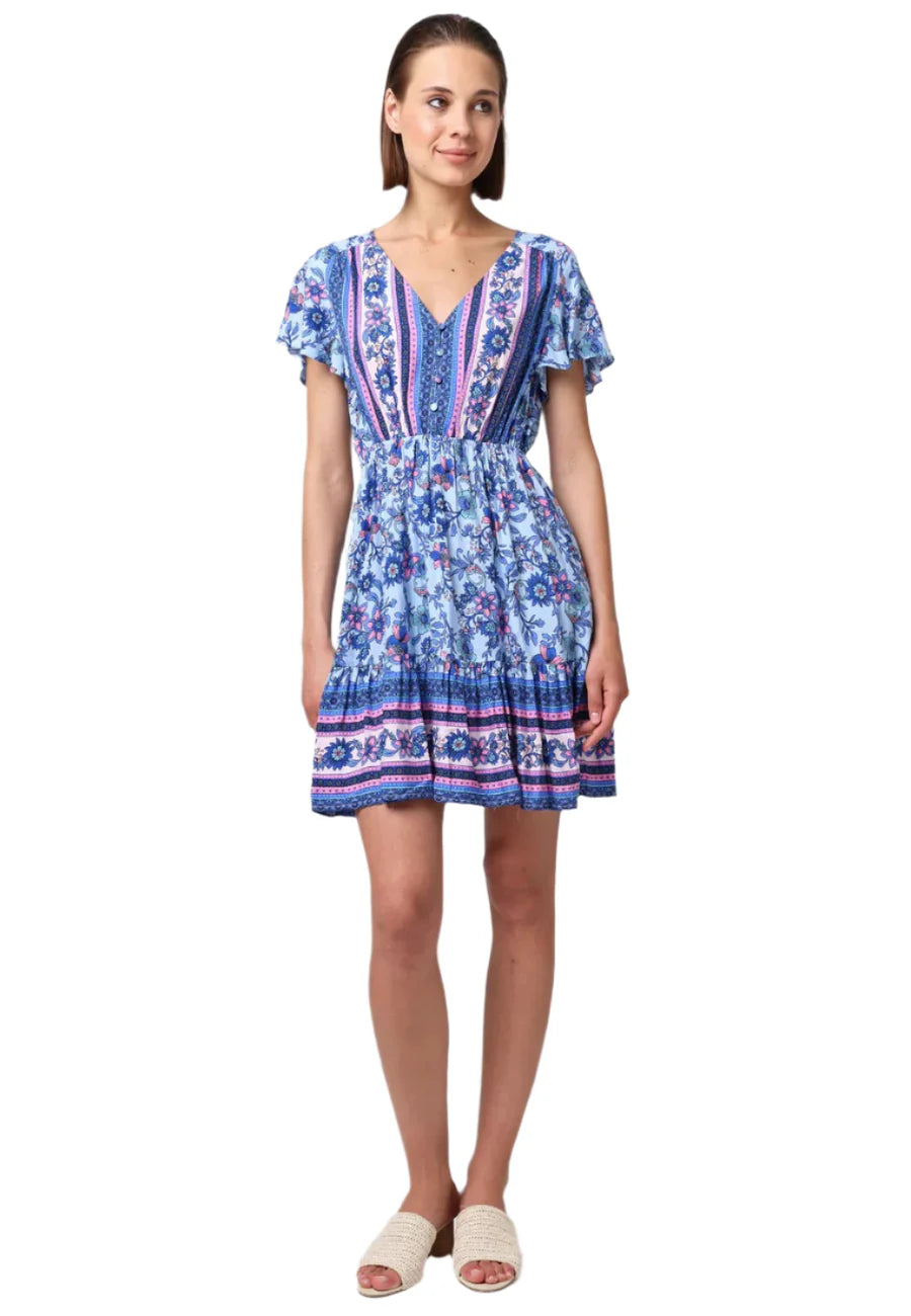 ANGELEYE LULO BOHO MINI DRESS IN MULTI COLOUR