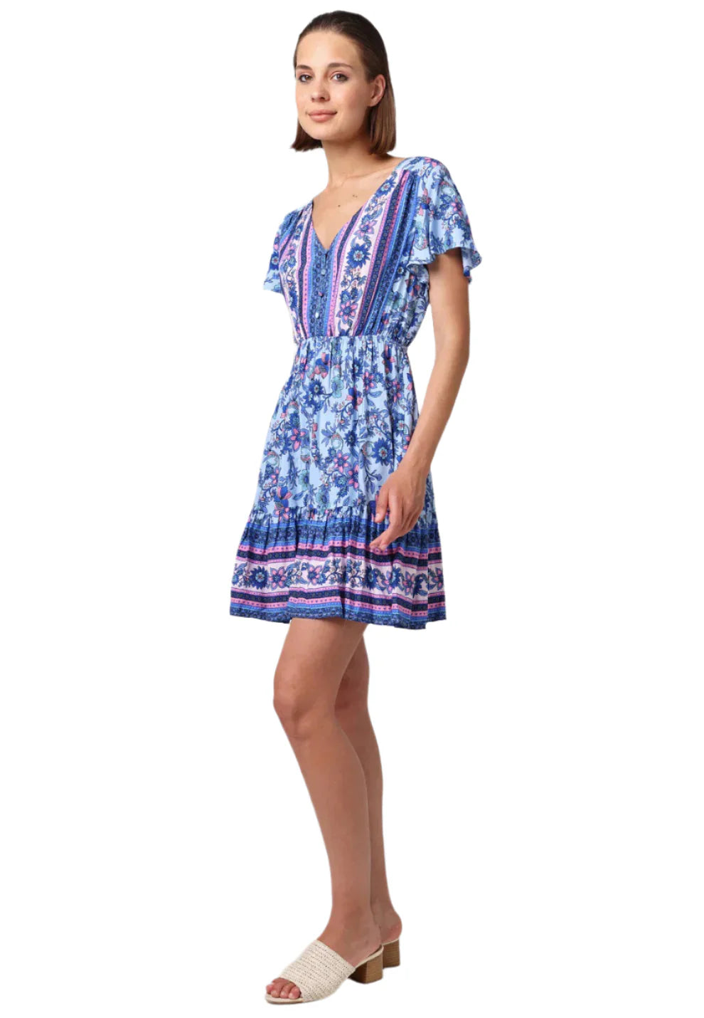 ANGELEYE LULO BOHO MINI DRESS IN MULTI COLOUR