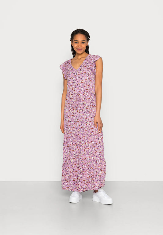 B.YOUNG JOELLA FRILL DRESS IN ASH ROSE MIX