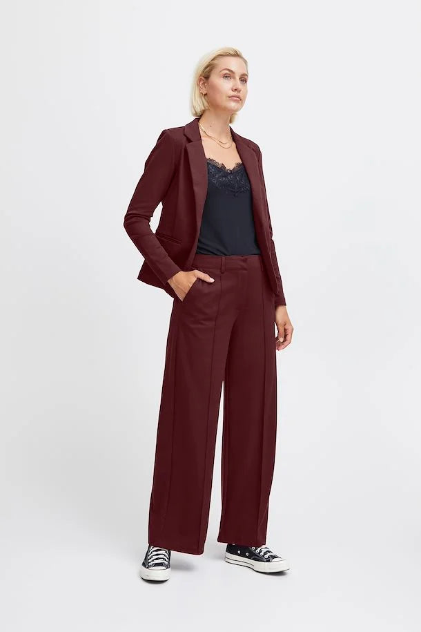 ICHI KATE OFFICE WIDE LEG PANT IN PORT ROYALE