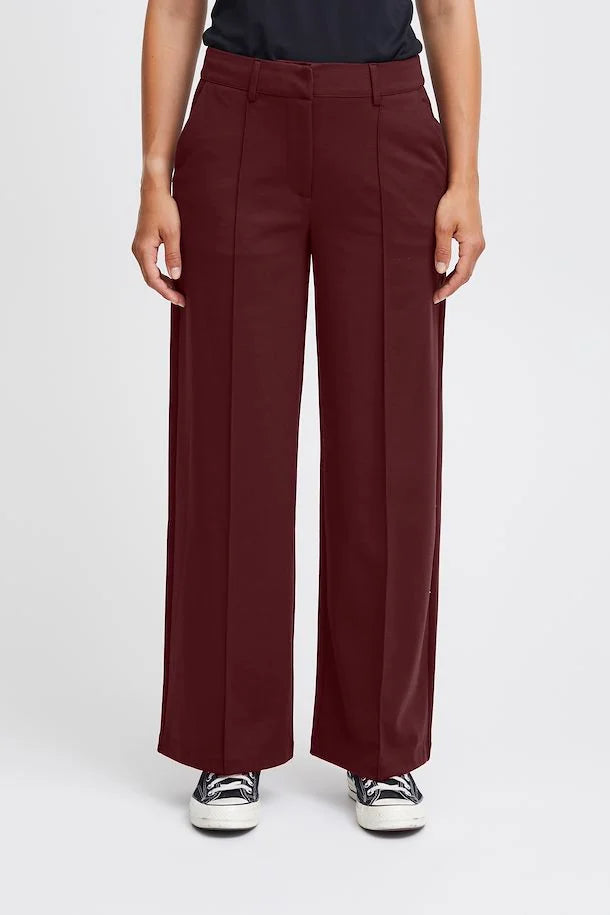 ICHI KATE OFFICE WIDE LEG PANT IN PORT ROYALE