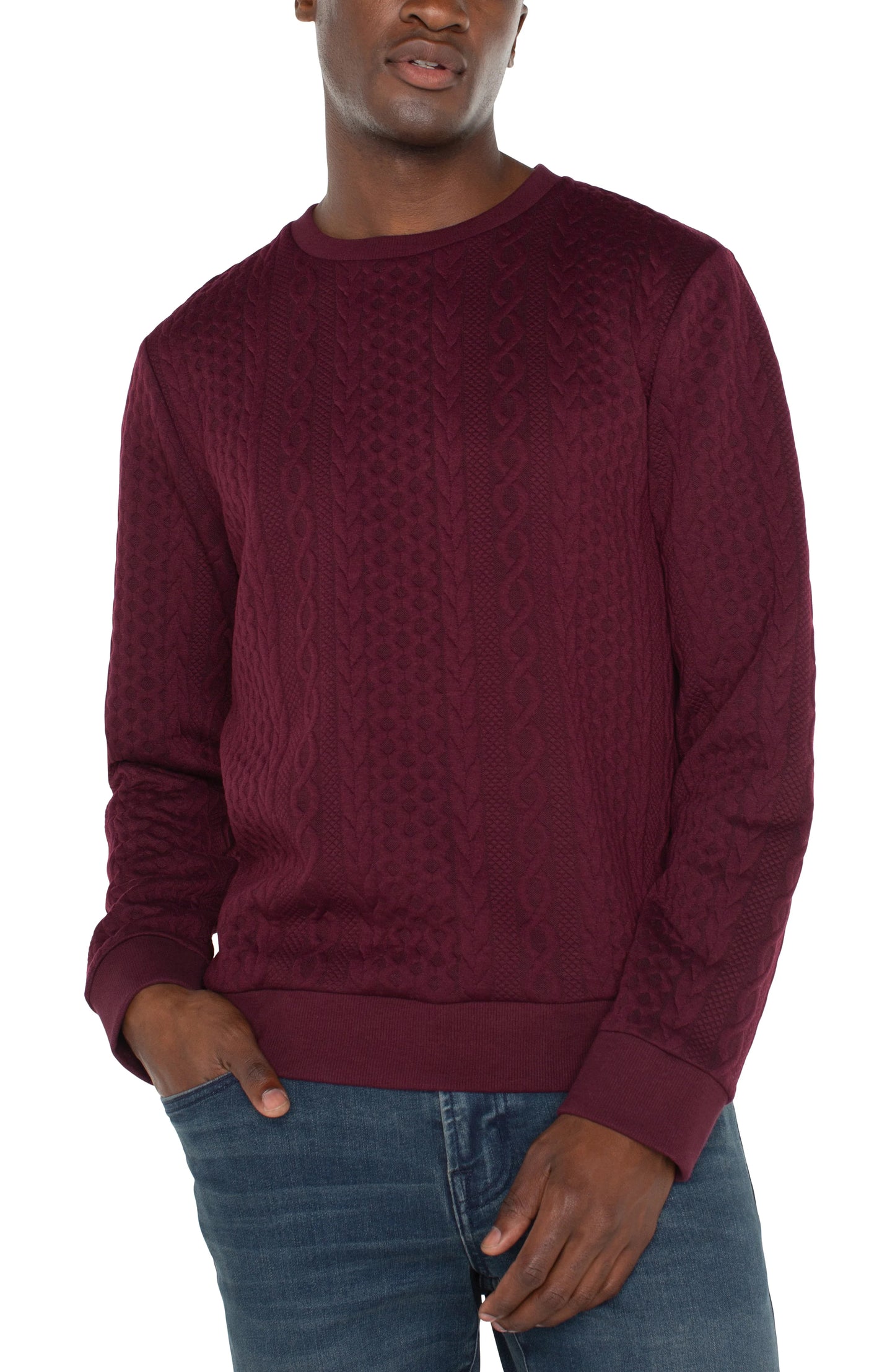 LIVERPOOL MENS CREW NECK PULLOVER BURGANDY