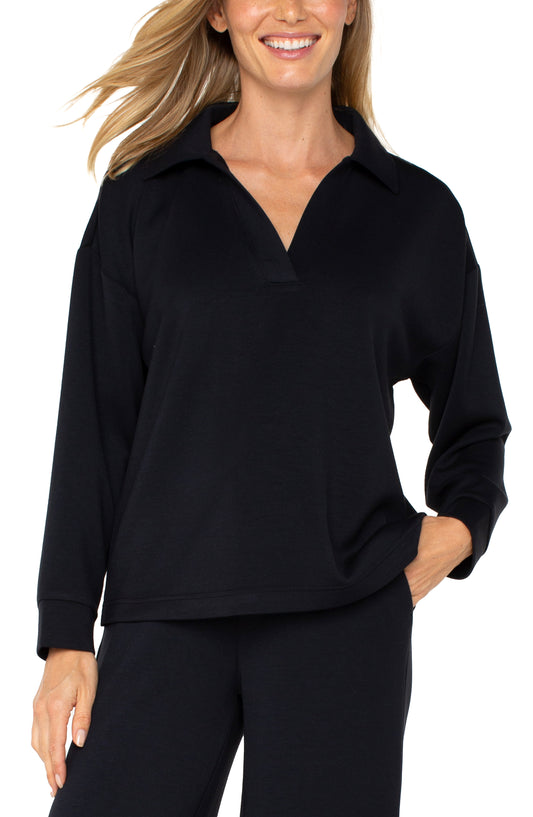 LIVERPOOL V-NECK BLACK POPOVER WITH COLLAR